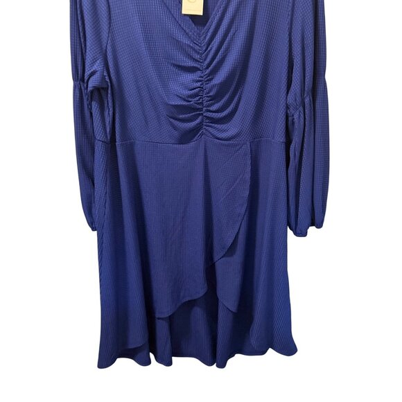 Cato Blue V-Neck Ruched Dress Size 18/20W Polyester Spandex Blend Dress . NWT - Picture 8 of 12